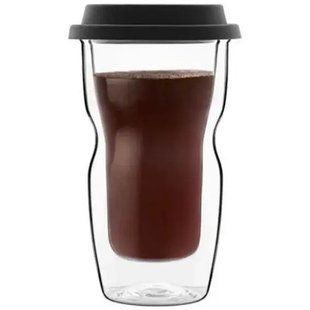 Склянка Luigi Bormioli Thermic Glass 460 мл. з подвійними стінками, силіконова кришка A12836G0402AA01 фото