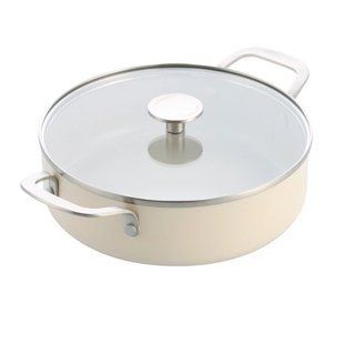 Сотейник KitchenAid Aluminium Ceramic 28 см., 4,25 л. з керамічним покриттям, кремовий CC010433-001 фото