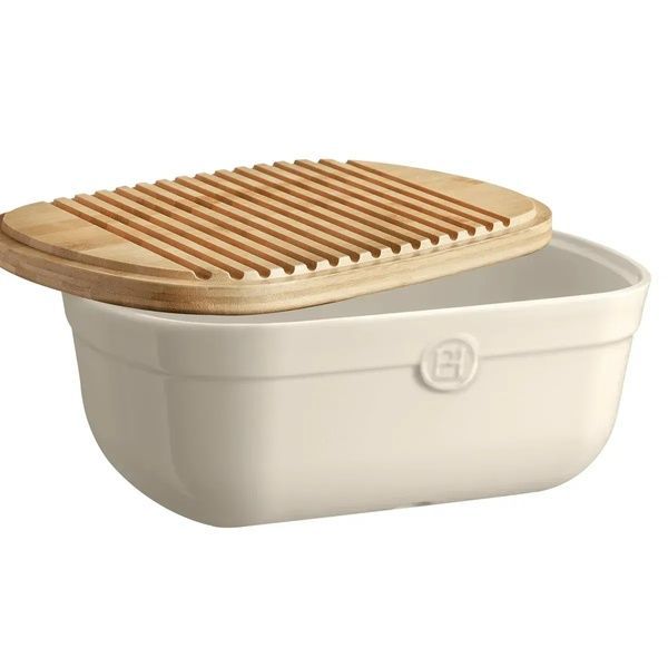 Хлібниця Emile Henry Storage 35,5*24,5*15,8 см., 6,8 л. кераміка/ бамбук, кремовий 028750 фото