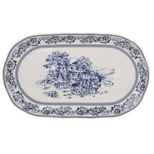 Блюдо BonaDi Heritage Toile Collection Blue, овальне 35,5*20,5 см. K341 фото