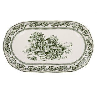 Блюдо BonaDi Heritage Toile Collection Green, овальне 35,5*20,5 см. K348 фото