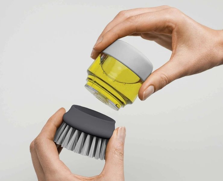Щітка для миття посуду Joseph Joseph Palm Scrub з ємністю для миючого засобу, сірий 85005 фото
