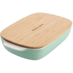 Форма для запікання KitchenAid Stoneware 26*15,5*6,5 см., 0,9 л., з кришкою, керамограніт, фісташ. CC007424-001 фото