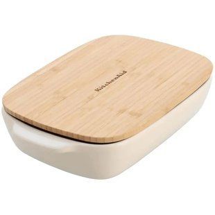 Форма для запікання KitchenAid Stoneware 40,4*24,8*8,8 см., 3,8 л., з кришкою, керамограніт, крем CC006109-001 фото