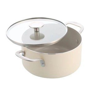 Каструля KitchenAid Aluminium Ceramic 4,9 л., 24 см. з керамічним покриттям, кремовий CC009738-001 фото